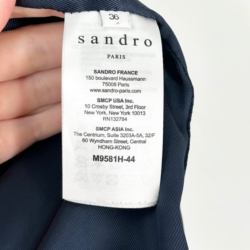 Sandro Brina Mixed Media Wool Blend Coat with Fox Fur Trim - Picture 6 of 10